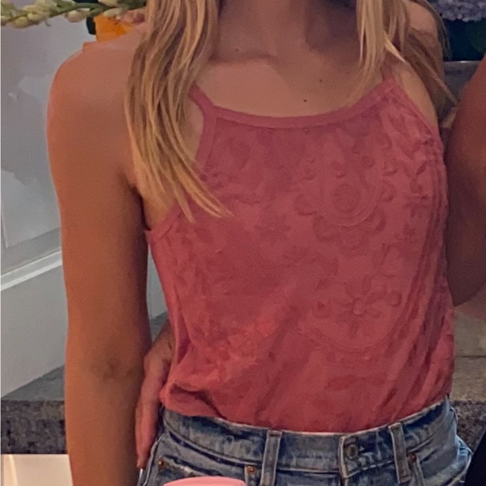 Pink lace tank top